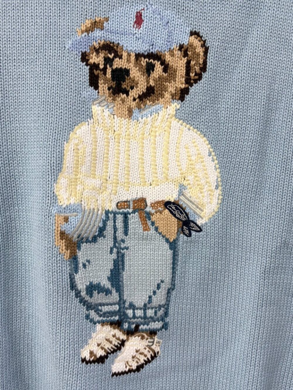 Polo Ralph Lauren Preppy Bear Light Blue Knit Sweater - Picture 4 of 7